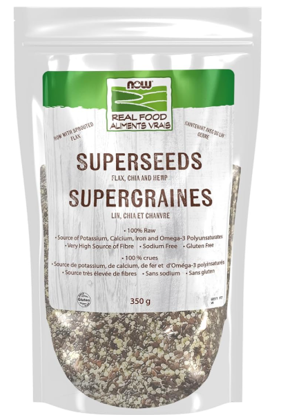 NOW Real Food Superseeds - Flax, Chia, Hemp, 350g