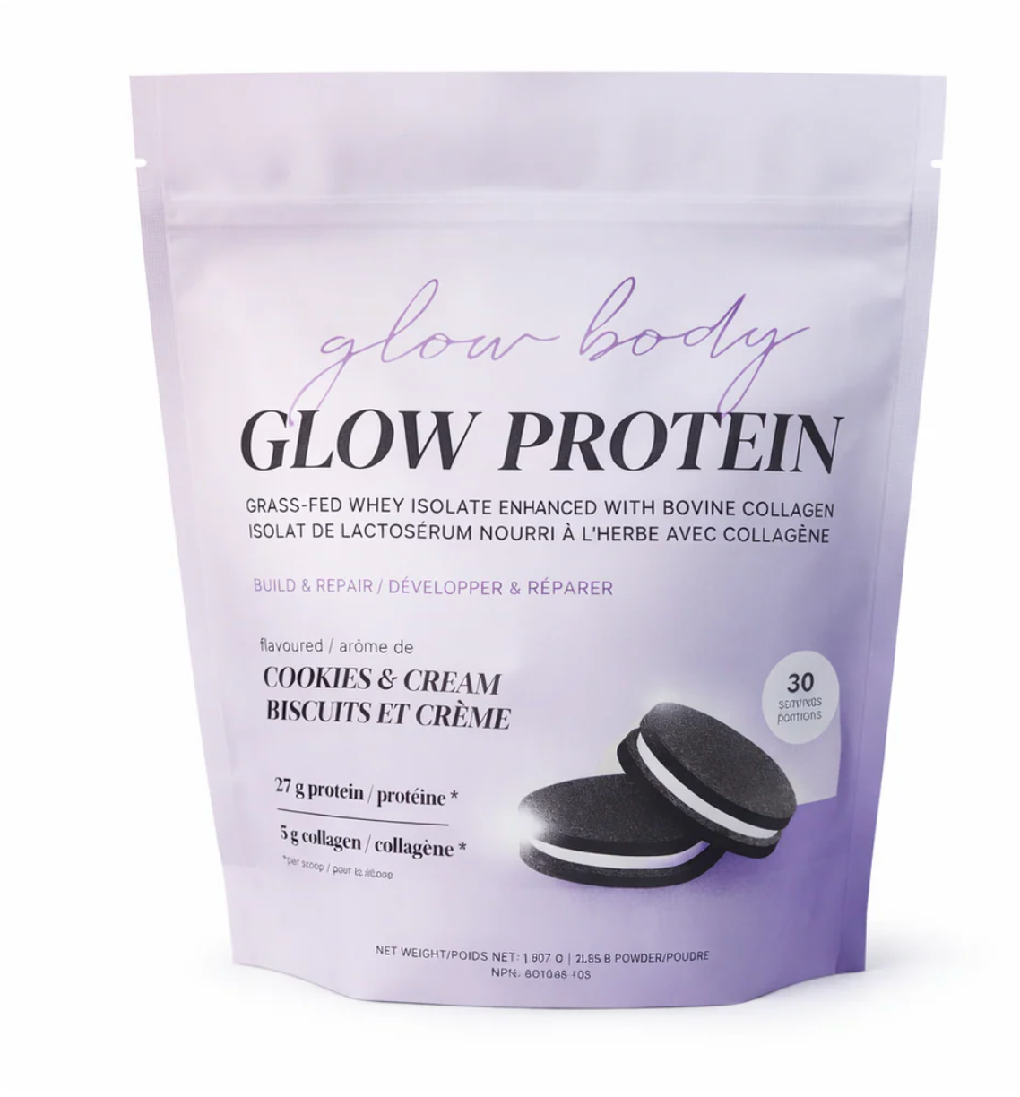 Glow Protein – Grass-Fed Whey Isolate + Collagen | Cookies & Cream 907g