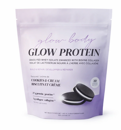Glow Protein - Grass-Fed Whey Isolate + Collagen Cookies & Cream 907g