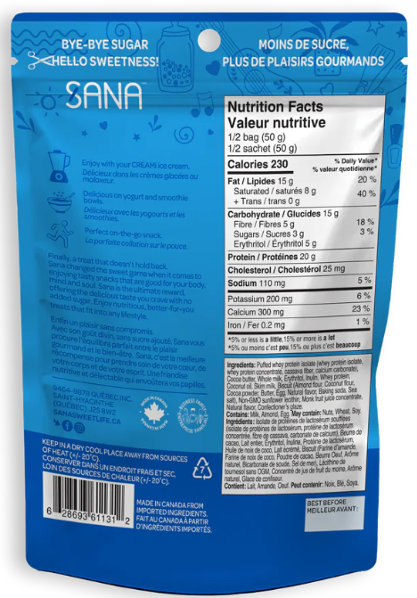 Sana Crunchy chocolate style protein bites - Cookies & Cream -100g