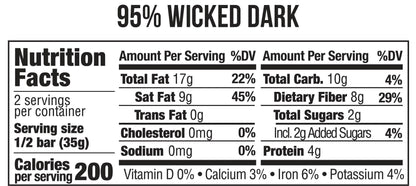 Taza 95% Wicked Dark nutrition facts