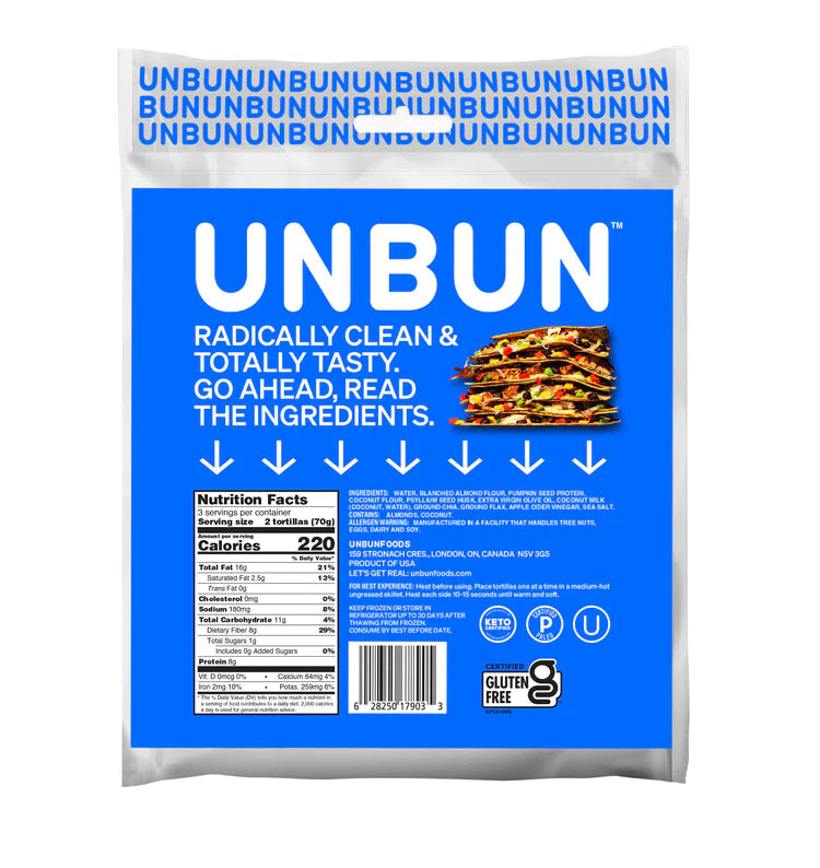 UNBUN FOODS - UNTORTILLAS - 210G