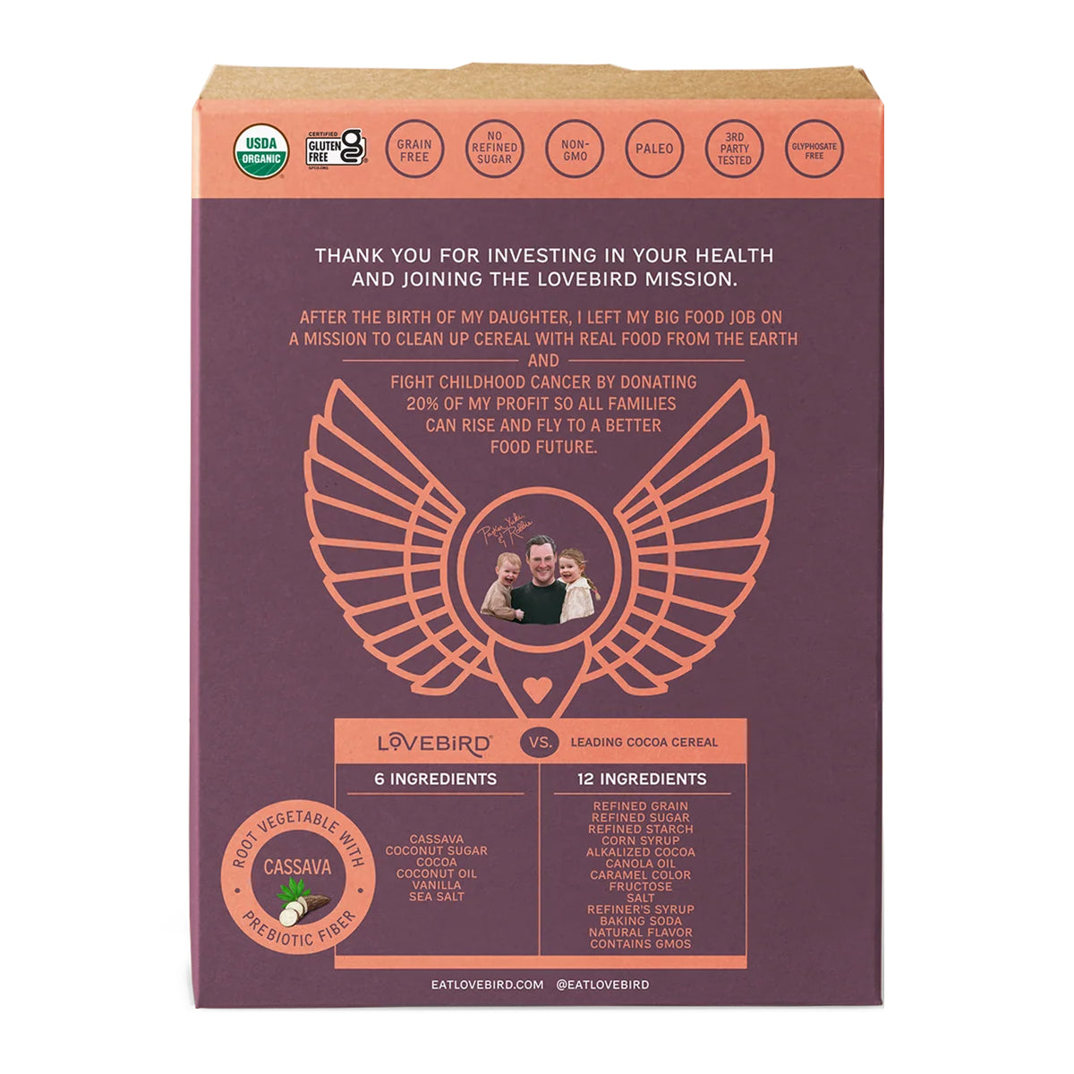 Lovebird Organic Grain-Free Cereal Cocoa 198g