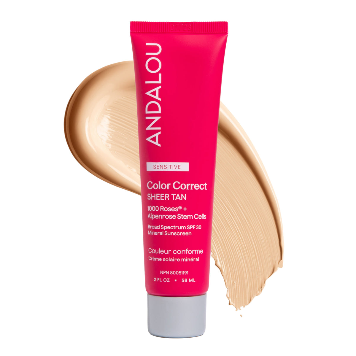 Andalou 1000 Roses CC Colour and Correct Cream Sheer Tan SPF 30 58 ml