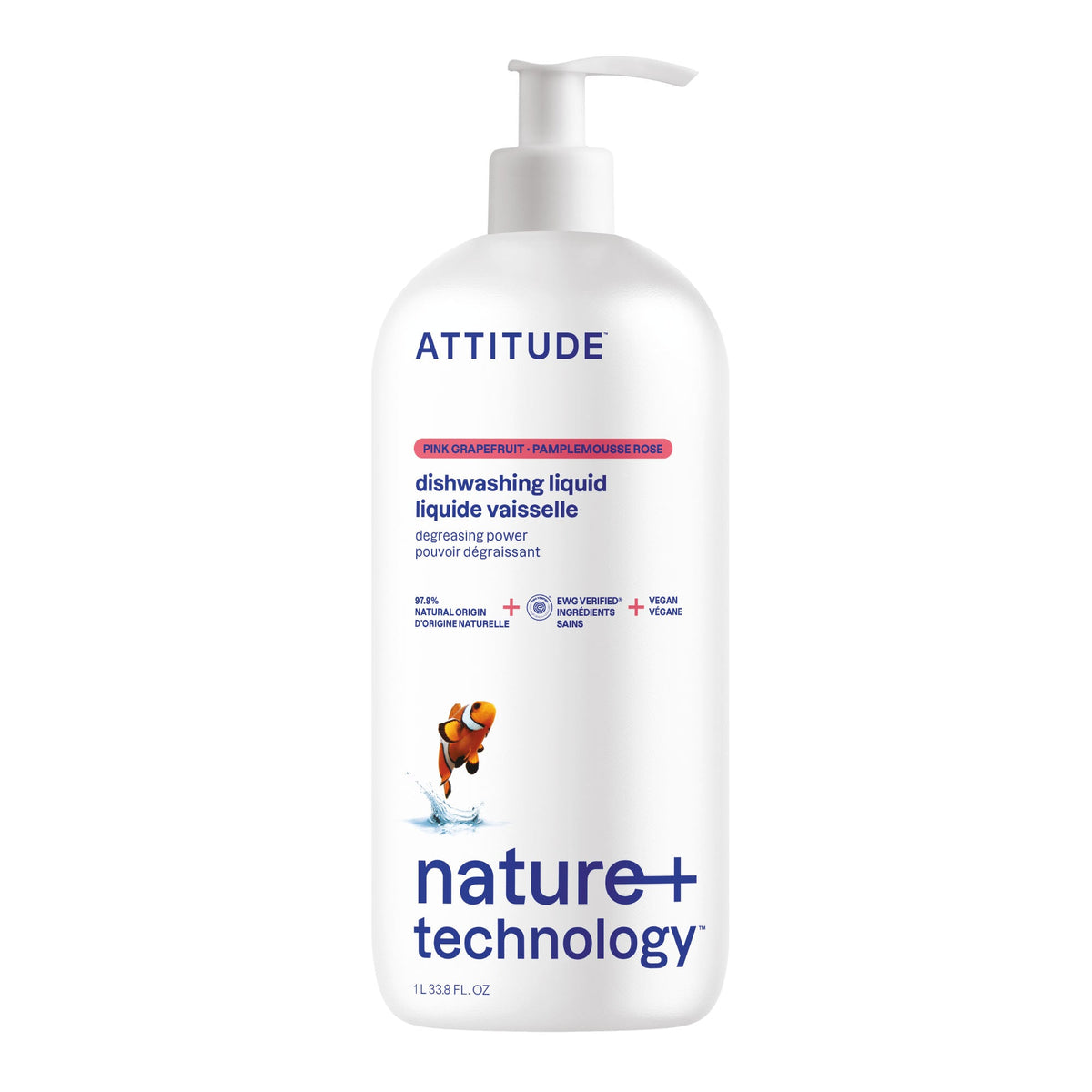 Attitude Dishwashing Liquid Pink Grapefruit 1 L