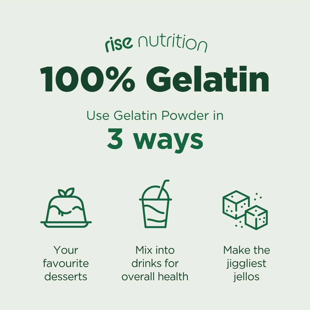 Rise Nutrition Grass-Fed Gelatin Powder - Bovine Protein - Non GMO: 240g