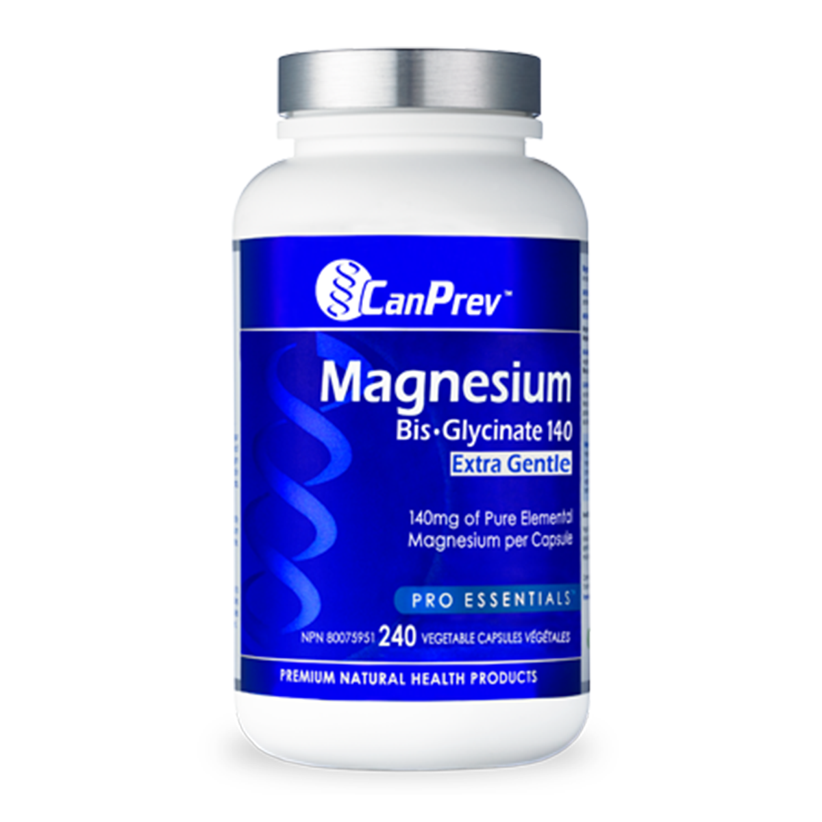 CanPrev Magnesium Bis-Glycinate 140 Extra Gentle 240 Veggie Caps