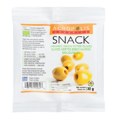 Acropolis Organic Pitted Olives Snack Green 30g