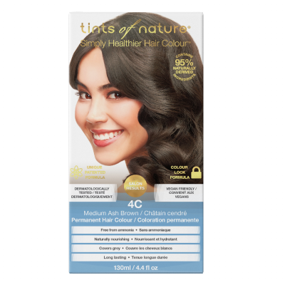 Tints of Nature Hair Colour Permanent Medium Ash Brown 4C 130mL