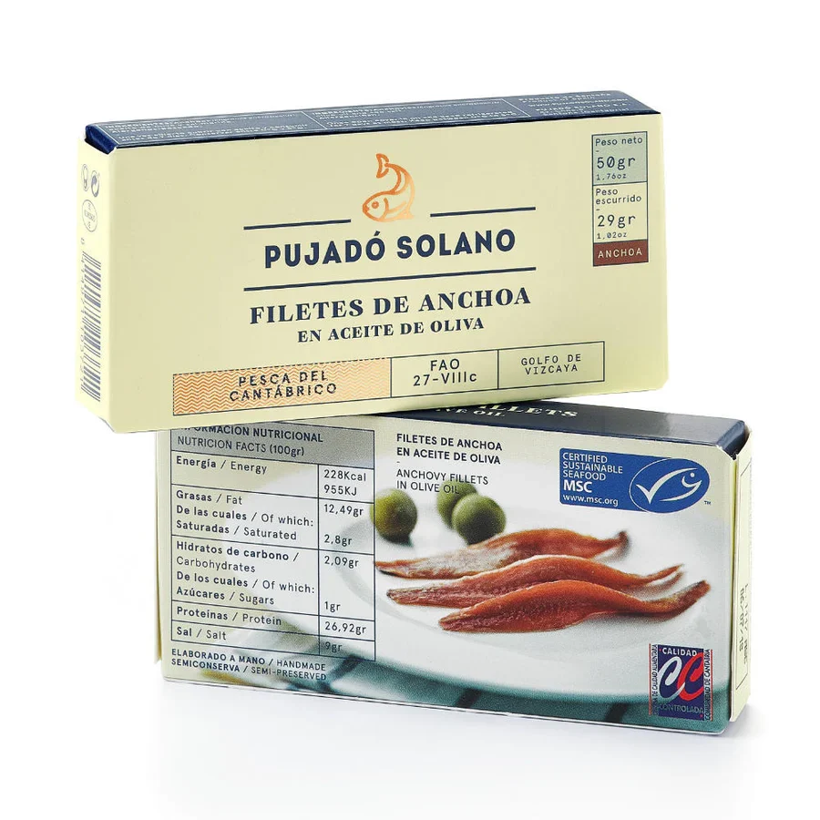 Pujadó Solano Cantabrian Anchovy Fillets in Olive Oil | 50g