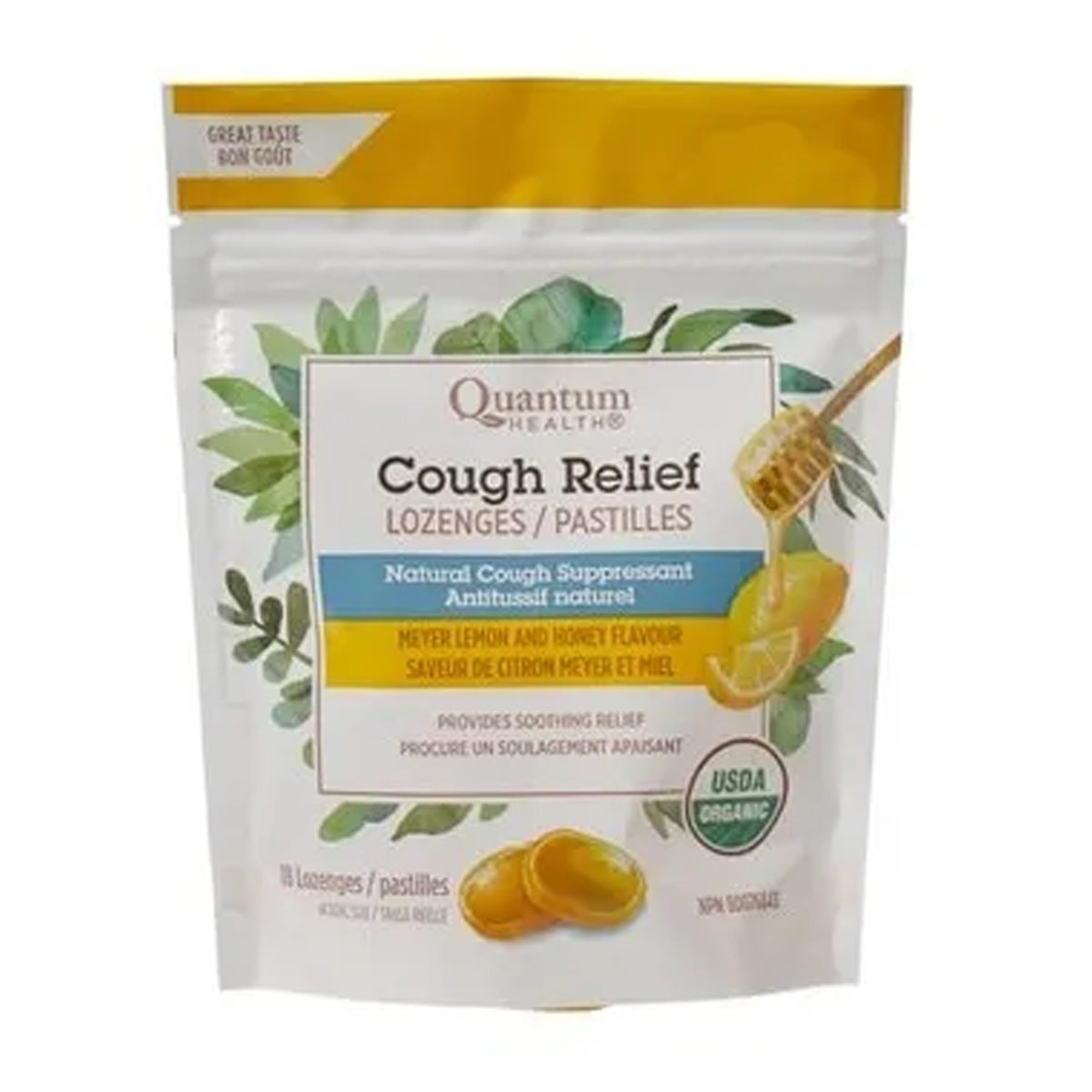Quantum Health Organic Cough Relief Lozenges Meyer Lemon & Honey 18 Lozenges