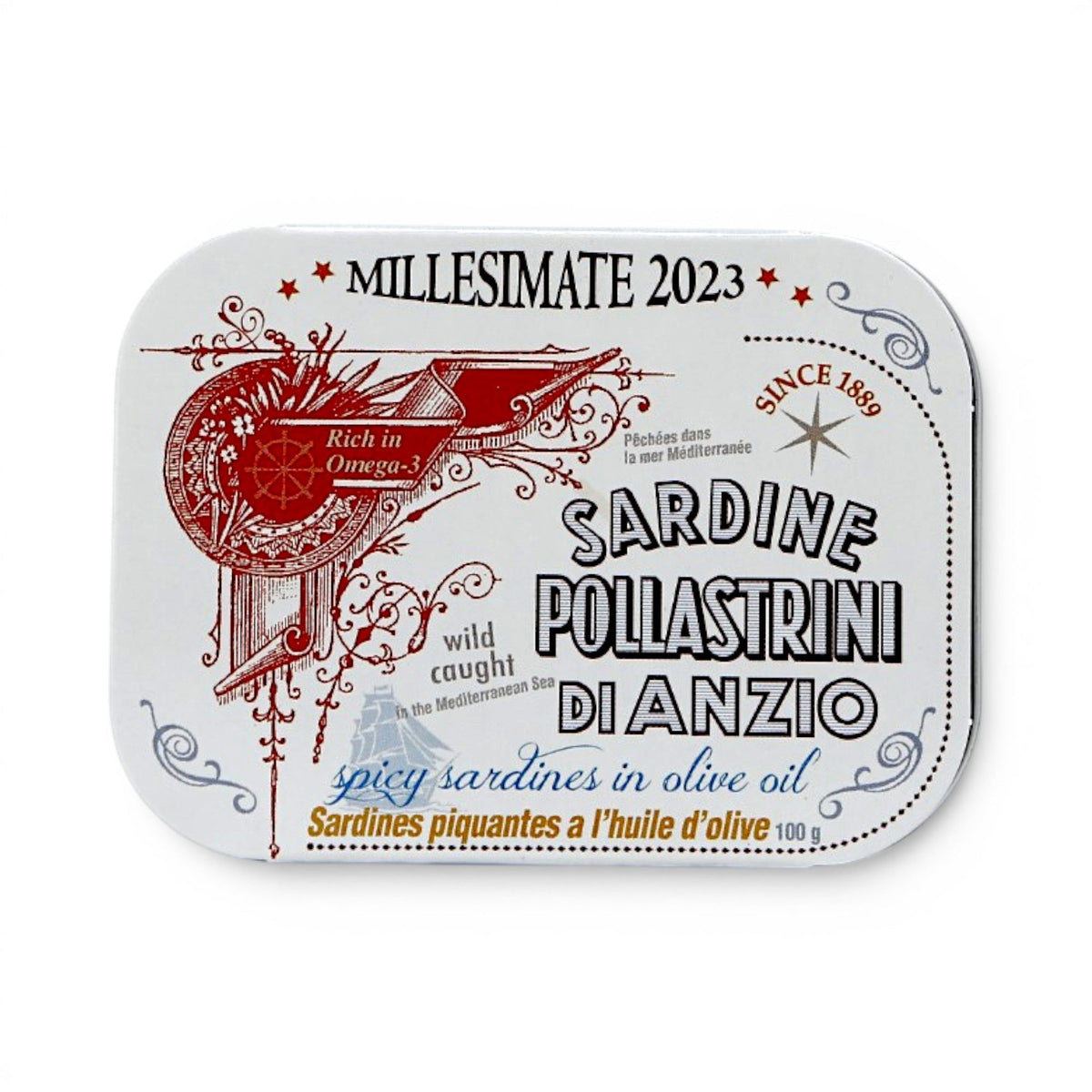 Pollastrini di Anzio Vintage Millesimate Spicy Sardines in Olive Oil 100g