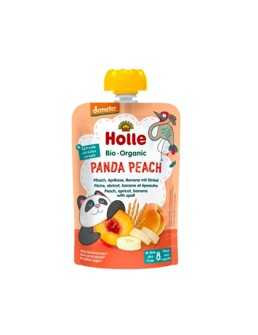 ✅ Holle - Organic Baby Food Pouch, Panda Peach, 100g