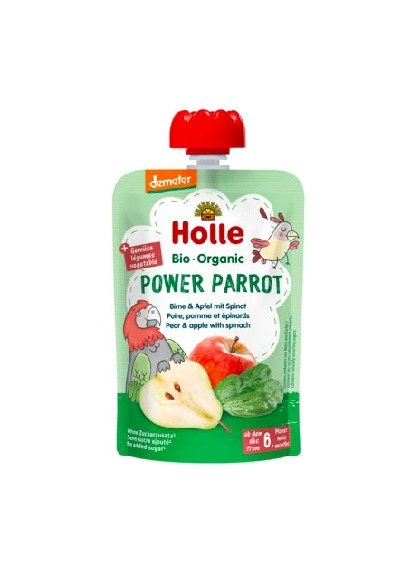 ✅ Holle - Organic Baby Food Pouch, Power Parrot, 100g