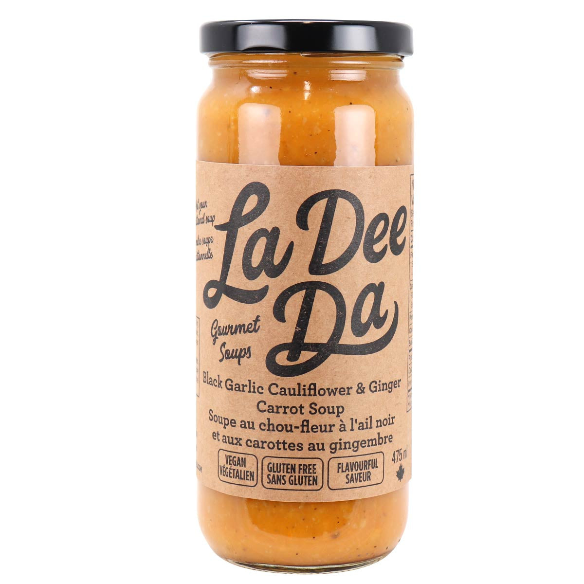 ✅ La Dee Da Vegan Black Garlic Cauliflower & Ginger Carrot Soup, 475mL