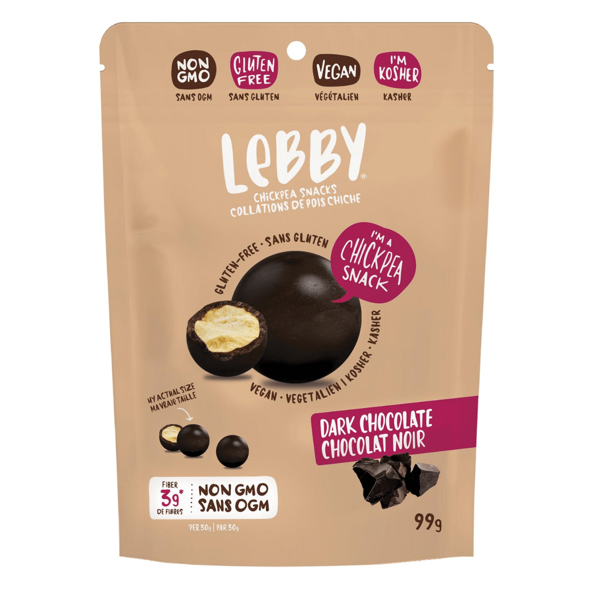 ✅ Lebby Gluten-Free Chickpea Bites Dark Chocolate 99g