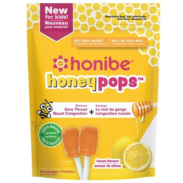 ✅🔥 Honibe Honeypops Lemon 8 Lozenges