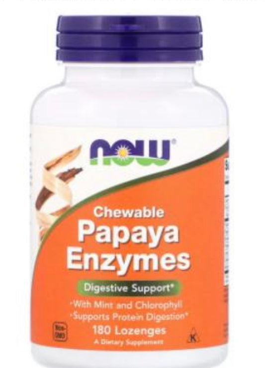 Now Papaya Enzymes Chewable 180 caps