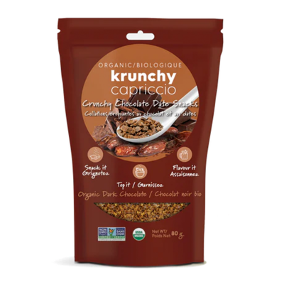 ✅ Krunchy Capriccio Organic Crunchy Chocolate Date Snacks Dark Chocolate 80g