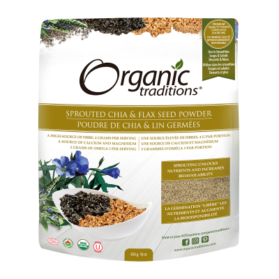 ✅ Organic Traditions Organic Sprouted Chia & Flax Seed Powder 454g