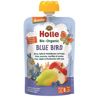 ✅ Holle Organic Pouch Blue Bird with Pear, Apple & Blueberries with Oats 100 g