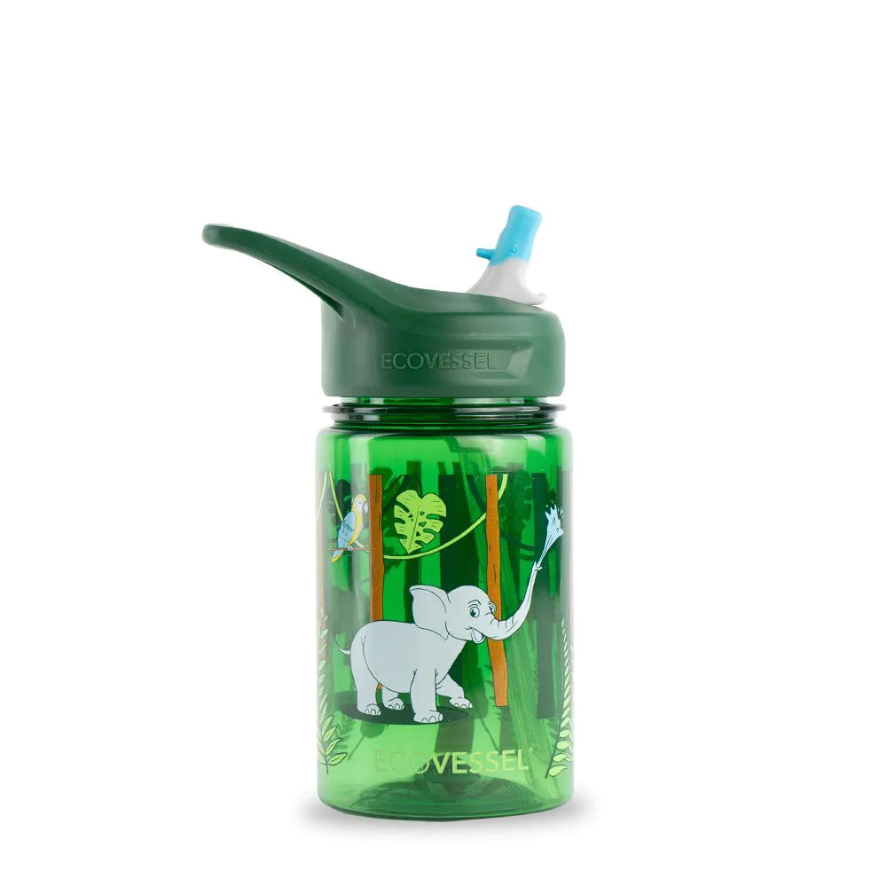 EcoVessel Splash Kids Water Bottle - Jungle 355mL
