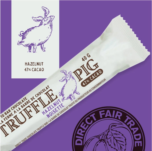 Truffle Pig 47% Cacao Milk Chocolate Bar with Hazelnut Butter 40g