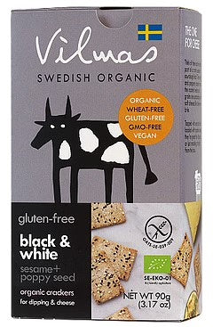 ✅Vilmas Gluten-Free Vegan Black & White Sesame+Poppy Seed Organic Crackers, 90g