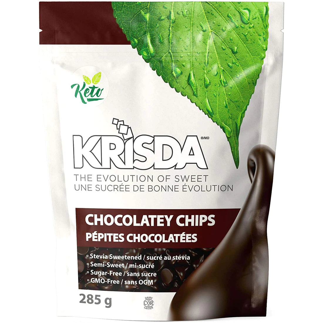 Krisda Semi Sweet Chocolatey Chips - Sweetened with Stevia 285g