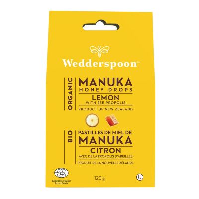 Wedderspoon Organic Manuka Honey Drops Lemon 120g