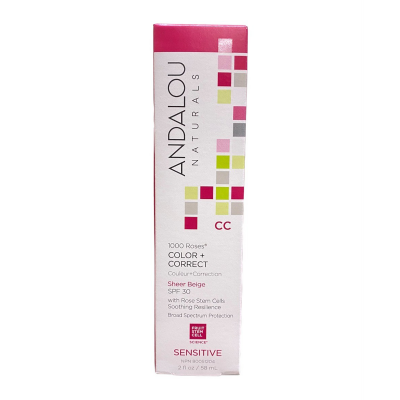 Andalou Naturals Sensitive Color + Correct 1000 Roses Sheer Beige SPF 30 58mL