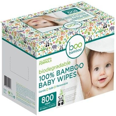 ✅🔥 Boo Bamboo Biodegradable 100% Bamboo Baby Wipes 10 x 80 Wipes