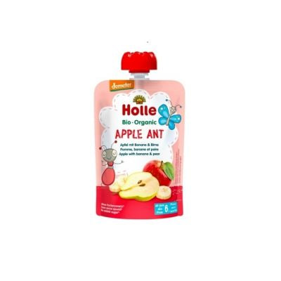 ✅ Holle - Organic Baby Food Pouch, Apple Ant, 100g