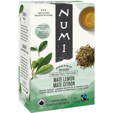 Numi Organic Mate Lemon Green Tea 18 Count