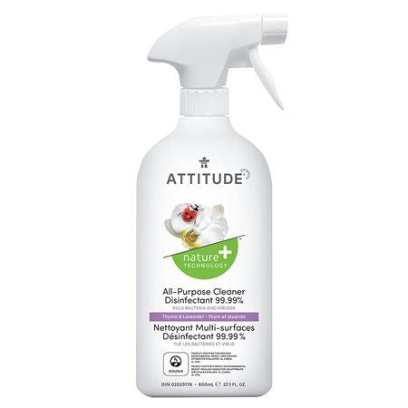 Attitude Nature+ All Purpose Cleaner 99.9% Disinfectant 800ml (Thyme & Lavender)