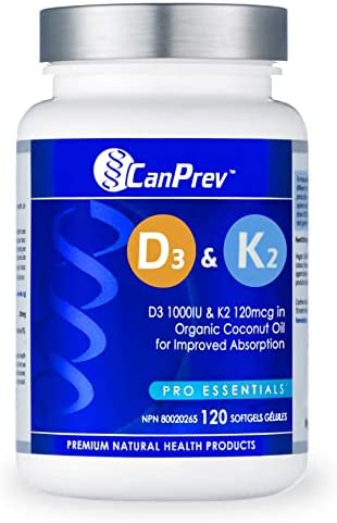 CanPrev Vitamin D3 & K2+MCT 120 Softgels