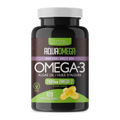 AquaOmega Omega-3 High DHA Vegan 120 Softgels
