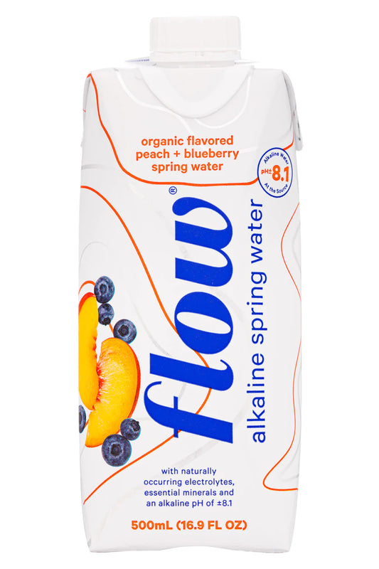 Flow Alkaline Spring Water Organic Peach Blueberry 500ml